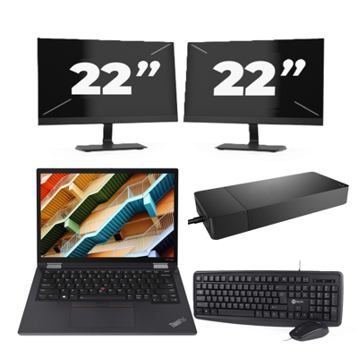 Lenovo ThinkPad X13 Yoga Gen 2 - Intel Core i5-11e Generatie - 13 inch - 16GB RAM - 256GB SSD - Windows 11 Home + 2x 22 inch Monitor Lenovo ThinkPad X13 Yoga Gen 2 - Intel Core i5-11e Generatie - 13 inch - 16GB RAM - 256GB SSD - Windows 11 Home + 2x 22 inch Monitor