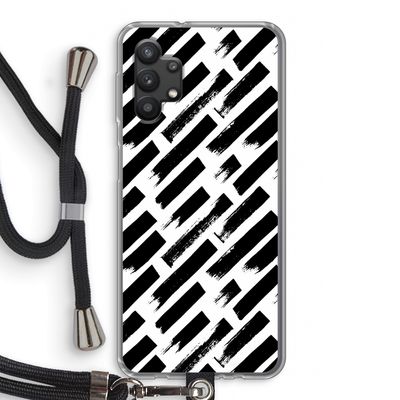 Zwarte vegen: Samsung Galaxy A32 5G Transparant Hoesje met koord