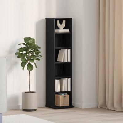 CD-kast 21x20x88 cm spaanplaat zwart eikenkleurig