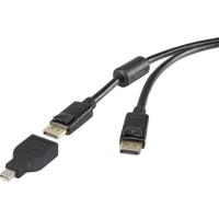 Renkforce DisplayPort-kabel Mini-displayport / DisplayPort Adapterkabel Mini DisplayPort-stekker, DisplayPort-stekker 3.00 m Zwart Vergulde steekcontacten, Met