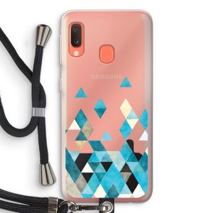 Gekleurde driehoekjes blauw: Samsung Galaxy A20e Transparant Hoesje met koord