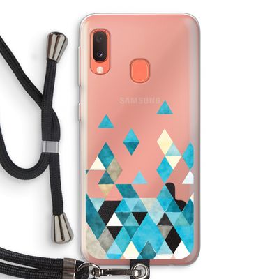 Gekleurde driehoekjes blauw: Samsung Galaxy A20e Transparant Hoesje met koord