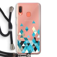 Gekleurde driehoekjes blauw: Samsung Galaxy A20e Transparant Hoesje met koord