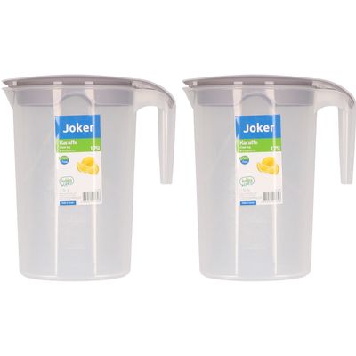 Schenkkan/waterkan - 2x - taupe - 1750 ML - kunststof - 10 x 20 x 22 cm
