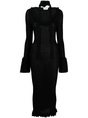 Blumarine haut en maille nervurée à volants - Noir
