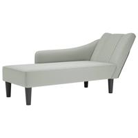 Chaise longue met rechterarmleuning fluweel lichtgrijs - thumbnail