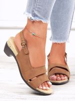 Solid Color Vintage Casual Chunky Heel Sandals