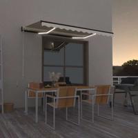 Luifel handmatig uittrekbaar met LED 350x250 cm crèmekleurig