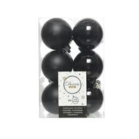 Kerstballen plastic glans-mat dia 6 cm zwart
