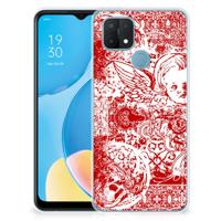 Silicone Back Case OPPO A15 Angel Skull Rood Silicone Back Case OPPO A15 Angel Skull Rood