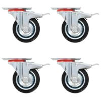 VidaXL Zwenkwielen met dubbele remmen 4 st 75 mm