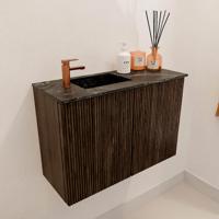 Toiletmeubel Mondiaz Joya Dlux | 60 cm | Meubelkleur Walnut | Faye wastafel Lava Wasbak Links | 1 kraangat