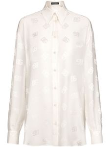 Dolce & Gabbana chemise en soie à logo DG en jacquard - Blanc