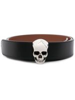 Alexander McQueen ceinture à boucle tête de mort strassée - Noir - thumbnail