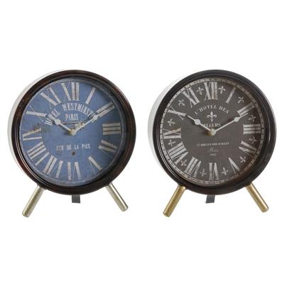 Tafelklok DKD Home Decor Blauw Zwart Multicolour Metaal Kristal Vintage 20,5 x 5 x 24 cm (2 Stuks)