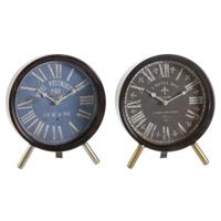 Tafelklok DKD Home Decor Blauw Zwart Multicolour Metaal Kristal Vintage 20,5 x 5 x 24 cm (2 Stuks)