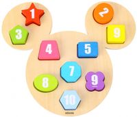 Tooky toy Mickey Mouse Houten Getallenpuzzel 24 maanden 11-delig - thumbnail