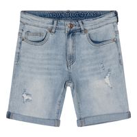 Indian Blue Jeans Jongens jeans short Andy damaged repaired - Licht denim - thumbnail