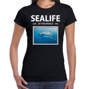 Haaien t-shirt met dieren foto sealife of the world zwart voor dames