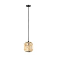 EGLO Bordesley Hanglamp - 1 lichts - Ø21cm. - E27 - Zwart/bamboo - thumbnail