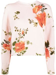 ERDEM pull en maille intarsia à fleurs - Rose