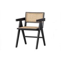 WOOOD Gunn Eetkamerstoel - Rattan - Zwart - 80x54x54