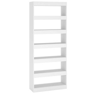 The Living Store Boekenkast Wit 80 x 30 x 198 cm - Houten Halkast - Roomdivider