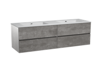 Storke Edge zwevend badmeubel 170 x 52 cm beton donkergrijs met Diva dubbele wastafel in glanzend composiet marmer - thumbnail