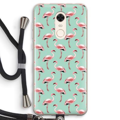 Flamingoprint groen: Xiaomi Redmi 5 Transparant Hoesje met koord