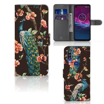 Motorola One Action | Telefoonhoesje | Met pasjeshouder | Pauw met Bloemen