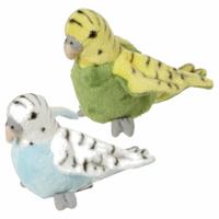 Nature Planet Pluche parkieten knuffels - 2x stuks - groen en blauw - 16 cm - Tropische vogels