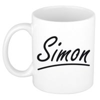 Naam cadeau mok / beker Simon met sierlijke letters 300 ml