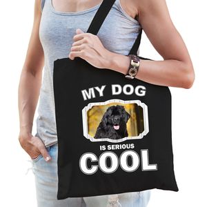 Katoenen tasje my dog is serious cool zwart - Newfoundlander honden cadeau tas