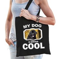 Katoenen tasje my dog is serious cool zwart - Newfoundlander  honden cadeau tas