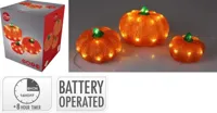 Halloween verlichting pompoen led set van 3 25cm oranje