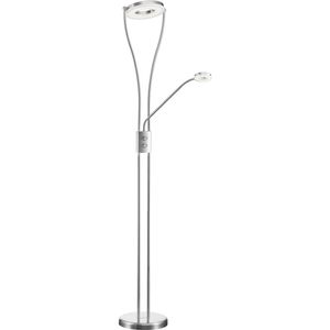 LED Vloerlamp - Trion Renny - 22W - Warm Wit 3000K - Dimbaar - Rond - Mat Nikkel - Aluminium