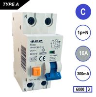SEP Aardlekautomaat 16A C Kar 300mA 2 polig 36mm RCM2 Kema Keur 230V automaat en aardlek in een