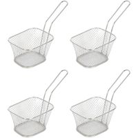 4x Zilver patat/snack serveermandje/frituurmandje 20 cm