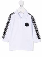 Moncler Enfant polo manches longues à bande logo - Blanc