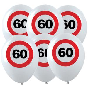 Verjaardagfeest leeftijd ballon - 60 jaar - 36x stuks - thema leeftijd stopbord