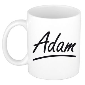 Naam cadeau mok / beker Adam met sierlijke letters 300 ml   -