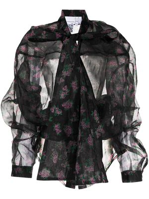 Natasha Zinko chemise Pixel Flower à effet de transparence - Noir