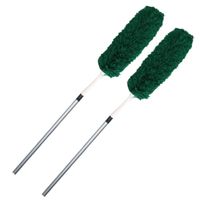 Set van 2x stuks plumeau/duster microvezel met telescoopsteel 75 - 150 cm groen