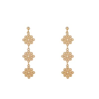 Day&Eve Bungelende Oorbellen Triple Roset Goud