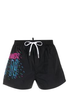 DSQUARED2 short de bain à logo imprimé - Noir