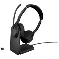 Jabra Evolve2 55 UC Stereo On Ear headset Bluetooth Stereo Zwart Noise Cancelling Microfoon uitschakelbaar (mute), Volumeregeling Computer