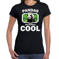 T-shirt pandas are serious cool zwart dames - pandaberen/ grote panda shirt 2XL  -