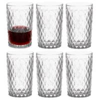 Vivalto Drinkglazen/waterglazen Diamonds - tumblers - glas - set 6x stuks - 370 ml