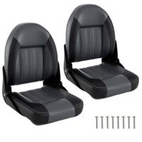2-Delige Set Inklapbare Bootstoel met 7 cm Dikke Schuimrubberen Bekleding Bootstoel met Hoge Rugleuning
