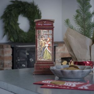 Kerstlantaarn 20cm voor binnen - Man en vrouw - Warmwit - Sneeuwlantaarn - Kerstverlichting op batterijen incl. Timer